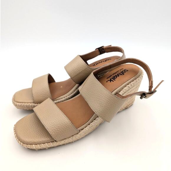 SoftWalk Hartley Espadrille Wedge Sandal Women's Leather Beige Size US9M EU40 - Picture 1 of 12
